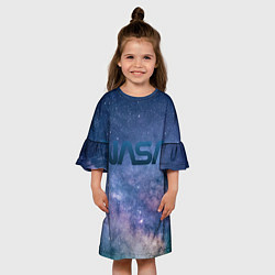 Платье клеш для девочки Nasa cosmos, цвет: 3D-принт — фото 2