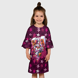 Платье клеш для девочки Бумбокс в космических звездах, цвет: 3D-принт — фото 2