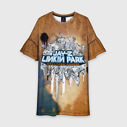 Платье клеш для девочки Collision Course - Jay-Z и Linkin Park, цвет: 3D-принт