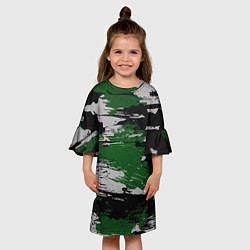 Платье клеш для девочки Green Paint Splash, цвет: 3D-принт — фото 2