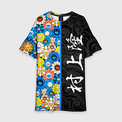 Платье клеш для девочки Такаси Мураками Иероглифами, цвет: 3D-принт