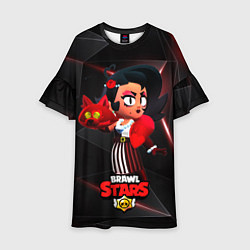 Платье клеш для девочки LOLA BRAWL STARS redblack, цвет: 3D-принт