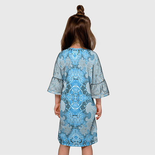 Детское платье Коллекция Фрактальная мозаика Голубой 292-6-n Низ / 3D-принт – фото 4