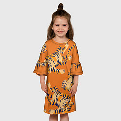 Платье клеш для девочки Тигр паттерн, цвет: 3D-принт — фото 2