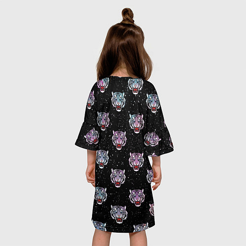 Детское платье КОСМИЧЕСКИЙ НОВОГОДНИЙ БЕЛЫЙ ТИГР 2022 / 3D-принт – фото 4