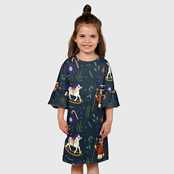 Платье клеш для девочки Щелкунчик паттерн с лошадкой, цвет: 3D-принт — фото 2