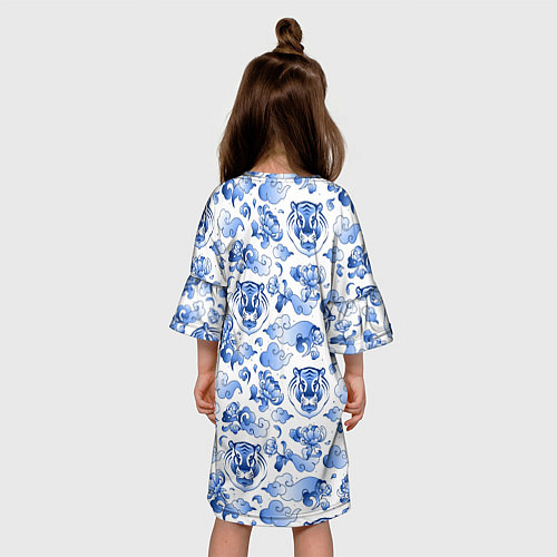 Детское платье Гжель Тигр и узоры / 3D-принт – фото 4