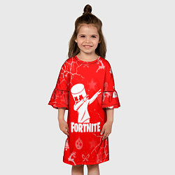 Платье клеш для девочки Fortnite - Marshmello новогодний, цвет: 3D-принт — фото 2