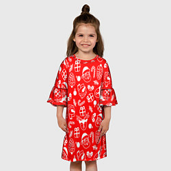 Платье клеш для девочки Новогодний узор паттерн, цвет: 3D-принт — фото 2