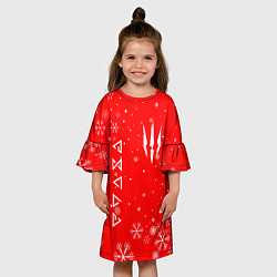 Платье клеш для девочки THE WITCHER НОВОГОДНИЕ СНЕЖИНКИ, цвет: 3D-принт — фото 2