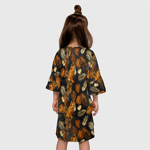 Детское платье Тигры и листья Тропики / 3D-принт – фото 4