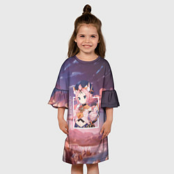 Платье клеш для девочки Диона Diona, Геншин импакт Genshin Impact, цвет: 3D-принт — фото 2