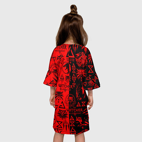 Детское платье THE WITCHER LOGOBOMBING BLACK RED / 3D-принт – фото 4