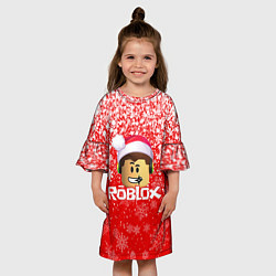 Платье клеш для девочки ROBLOX НОВОГОДНИЙ SMILE 2022, цвет: 3D-принт — фото 2