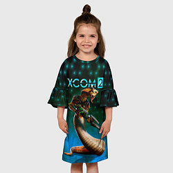 Платье клеш для девочки XCOM ИКС КОМ рептилия, цвет: 3D-принт — фото 2