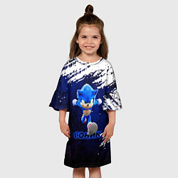 Платье клеш для девочки Sonic со скоростью звука, цвет: 3D-принт — фото 2
