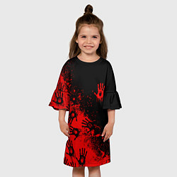 Платье клеш для девочки Death Stranding Отпечаток рук паттерн, цвет: 3D-принт — фото 2