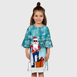 Платье клеш для девочки Hipster Santa 2022, цвет: 3D-принт — фото 2