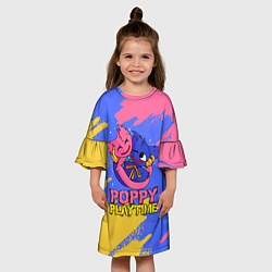 Платье клеш для девочки Huggy Wuggy and Kissy Missy Poppy Playtime, цвет: 3D-принт — фото 2