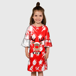 Платье клеш для девочки Новый год в разгаре, цвет: 3D-принт — фото 2