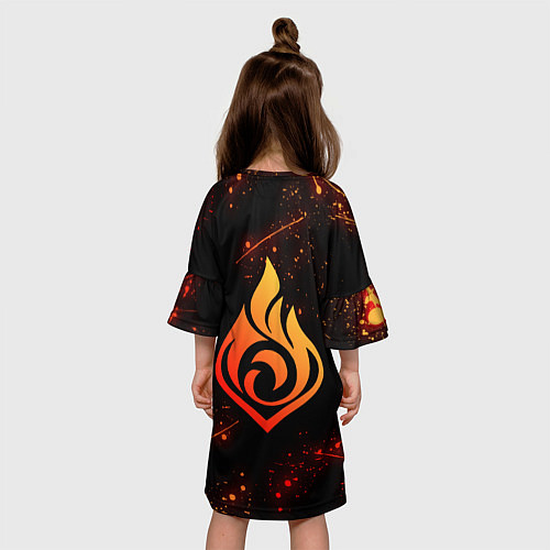 Детское платье ДИЛЮК ГЕНШИН ИМПАКТ ОГОНЬ GENSHIN IMPACT FIRE / 3D-принт – фото 4
