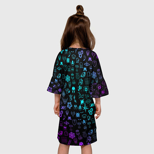 Детское платье RAINBOW SIX SIEGE NEON PATTERN SYMBOL / 3D-принт – фото 4