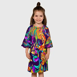 Платье клеш для девочки Все смешалост-тигры,змеи, цвет: 3D-принт — фото 2