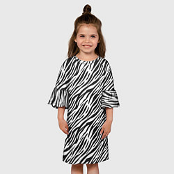 Платье клеш для девочки Чёрно-Белые полоски Зебры, цвет: 3D-принт — фото 2