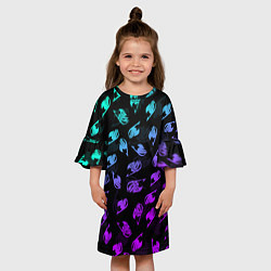 Платье клеш для девочки FAIRY TAIL NEON LOGO SYMBOL, цвет: 3D-принт — фото 2