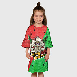 Платье клеш для девочки Арбузный Санта, цвет: 3D-принт — фото 2