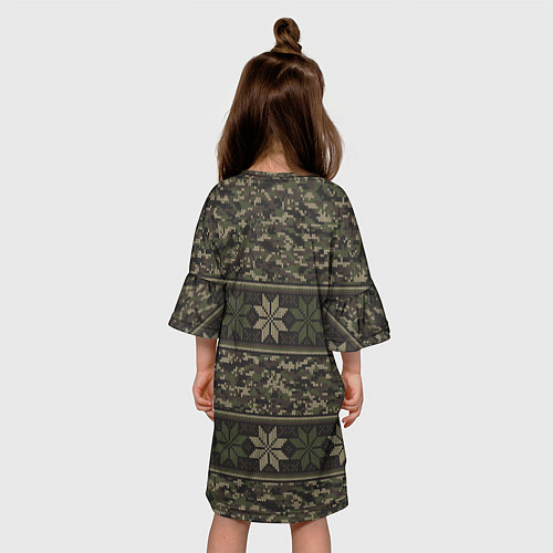 Детское платье Вязанный камуфляж с цветами / 3D-принт – фото 4