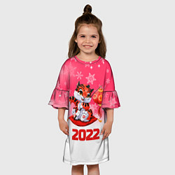 Платье клеш для девочки Китайский тигр 2022 Новый год, цвет: 3D-принт — фото 2