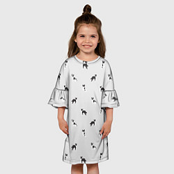 Платье клеш для девочки Черно-белые собачки паттерн, цвет: 3D-принт — фото 2
