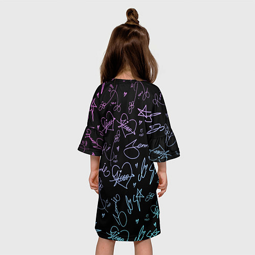 Детское платье NEON BLACKPINK АВТОГРАФЫ / 3D-принт – фото 4