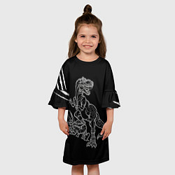 Платье клеш для девочки Тираннозавр Скелет, цвет: 3D-принт — фото 2