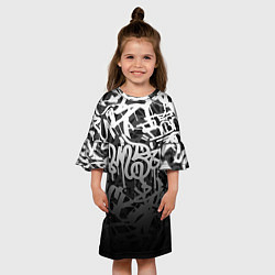 Платье клеш для девочки GRAFFITI WHITE TAGS ГРАФФИТИ, цвет: 3D-принт — фото 2
