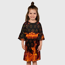 Платье клеш для девочки GENSHIN IMPACT FIRE SYMBOL ОГНЕННАЯ СТИХИЯ, цвет: 3D-принт — фото 2