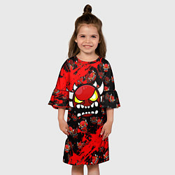 Платье клеш для девочки Геометри Дэш красный демон Geometry Dash, цвет: 3D-принт — фото 2