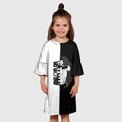 Платье клеш для девочки Боец ММА чёрно-белое, цвет: 3D-принт — фото 2