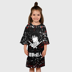 Платье клеш для девочки Леви Атака Титанов Брызги, цвет: 3D-принт — фото 2