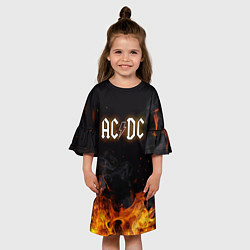 Платье клеш для девочки ACDC - Fire, цвет: 3D-принт — фото 2