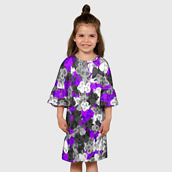 Платье клеш для девочки Абстрактные фиалочки, цвет: 3D-принт — фото 2