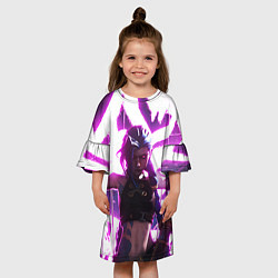 Платье клеш для девочки Arcane League Of Legends JINX NEON, цвет: 3D-принт — фото 2