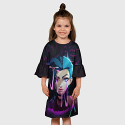 Платье клеш для девочки League Of Legends Jinx neon, цвет: 3D-принт — фото 2