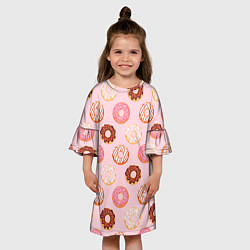 Платье клеш для девочки Pink donuts, цвет: 3D-принт — фото 2