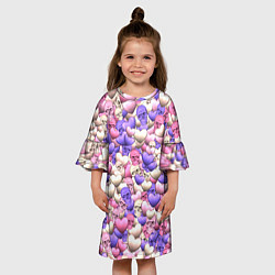 Платье клеш для девочки Сердечки-черепушки, цвет: 3D-принт — фото 2