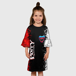 Платье клеш для девочки Poppy Playtime - Брызги и капли красок, цвет: 3D-принт — фото 2