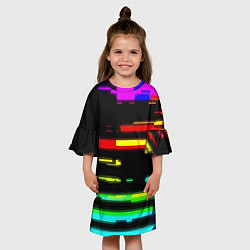 Платье клеш для девочки Color fashion glitch, цвет: 3D-принт — фото 2