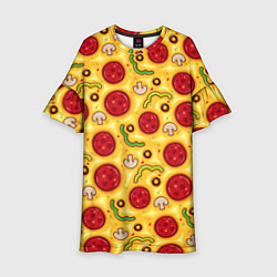 Платье клеш для девочки Pizza salami, цвет: 3D-принт