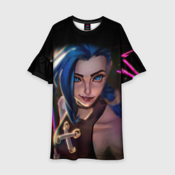 Платье клеш для девочки Jinx - Джинкс Паудер, цвет: 3D-принт